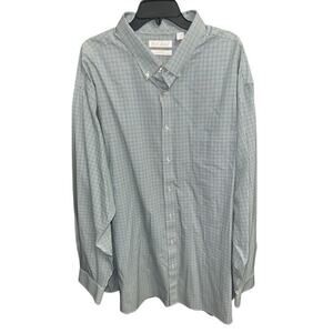Gold Label 4XT Shirt Green Blue Check Non-Iron Pocket Resist Fade Shrink 4X Tall